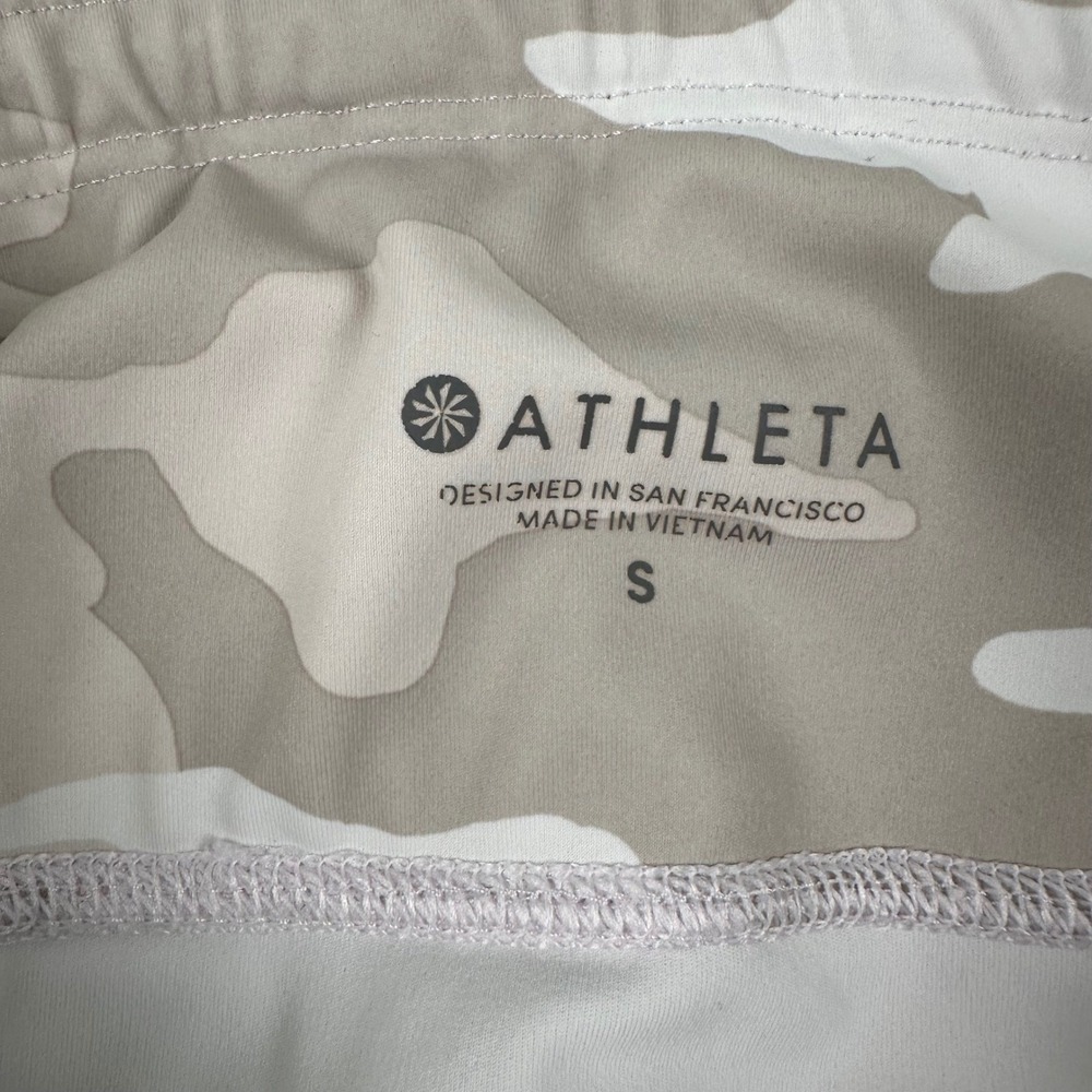 Athleta Camo Contender 7/8 Powerlift Leggings Womens Small White Tan‎ Pockets - Picture 3 of 11